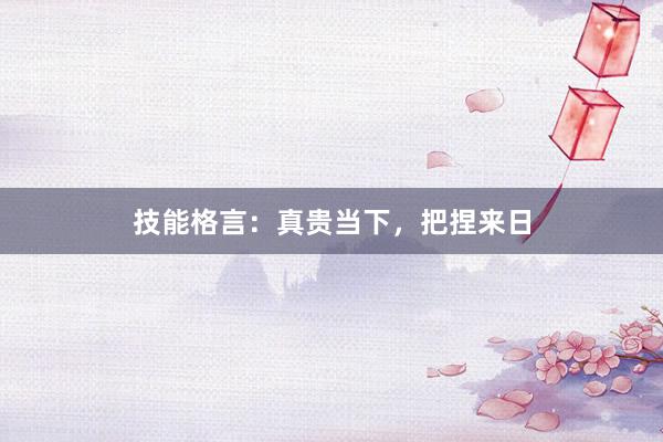 技能格言：真贵当下，把捏来日